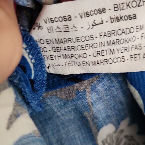 ZARA | Floral Printed Skirt Satin Slit Maxi Blue sz XS - Picture 5 of 6